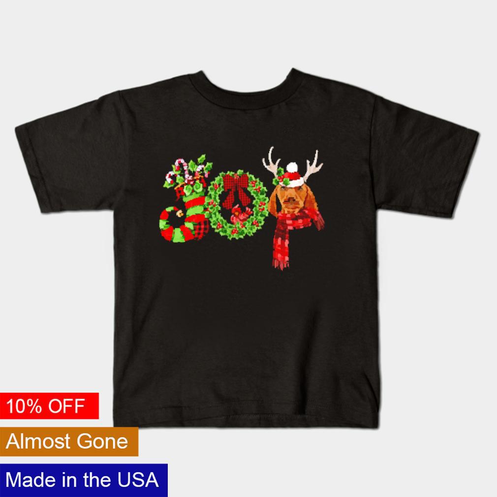 Nice Christmas joy dwarf stocking reindeer vizsla shirt